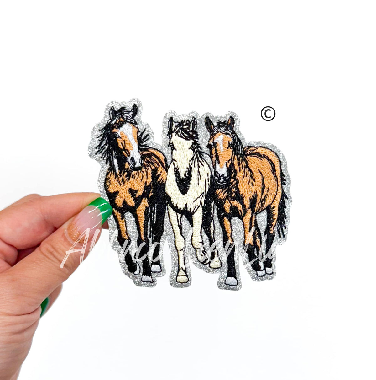 Horse Trio Embroidery Patch - Small
