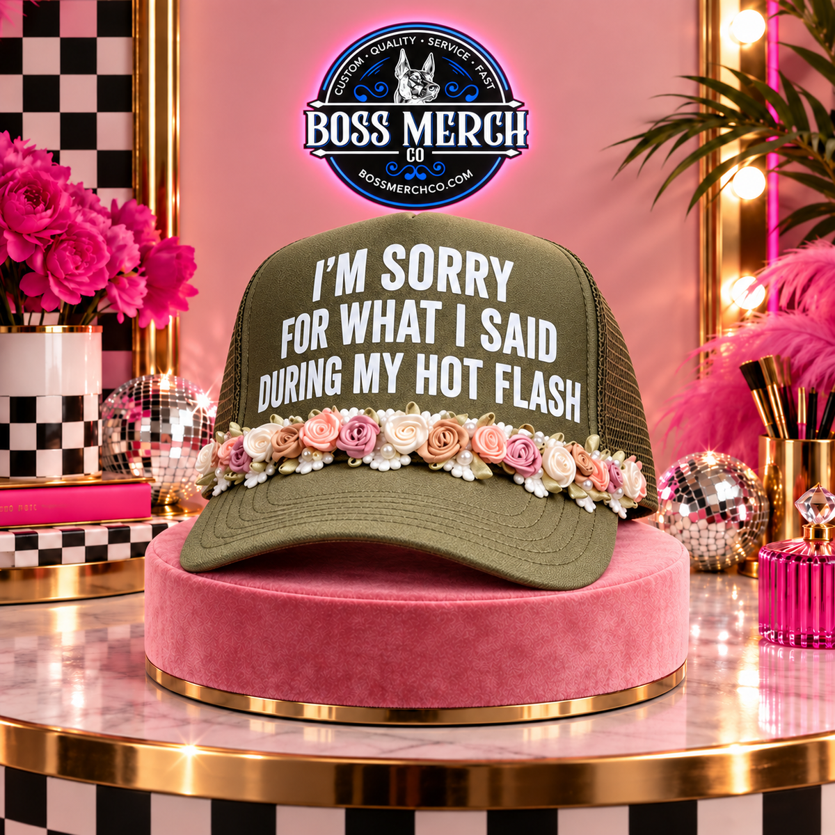 Sorry for What I Said Hot Flash Trucker Hat