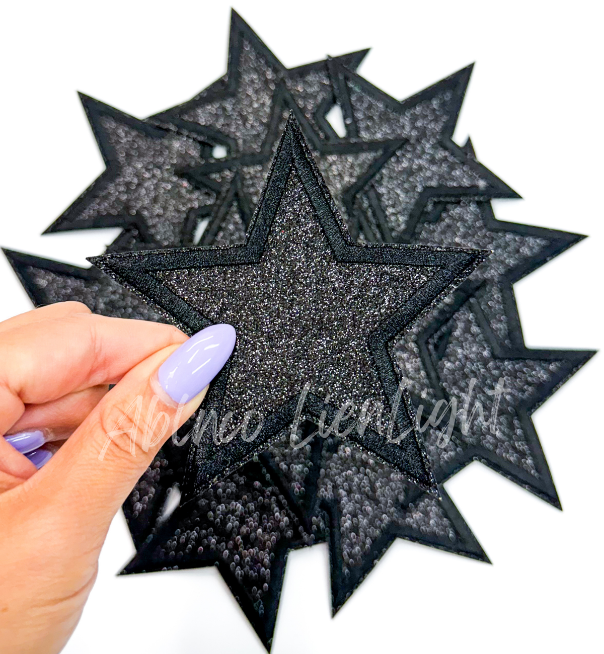 Black Glitter Star Patch 3"