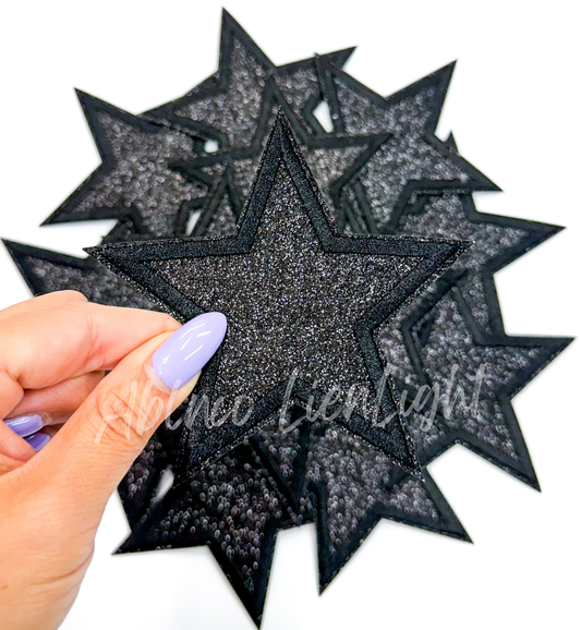 Black Glitter Star Patch 3"