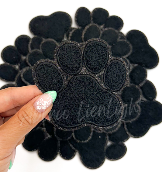 Black Chenille Paw Patch