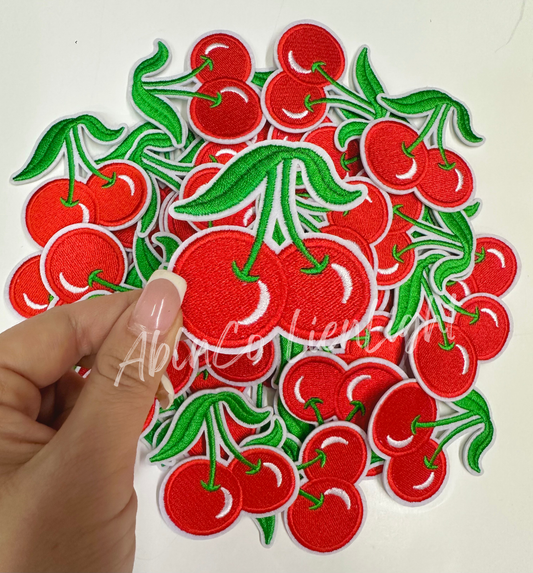 Trucker hat patches 3” red cherry embroidery patch iron on