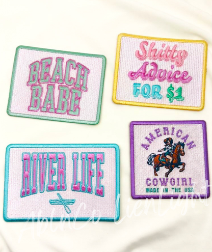Beach Babe preppy embroidered trucker hat patch iron on