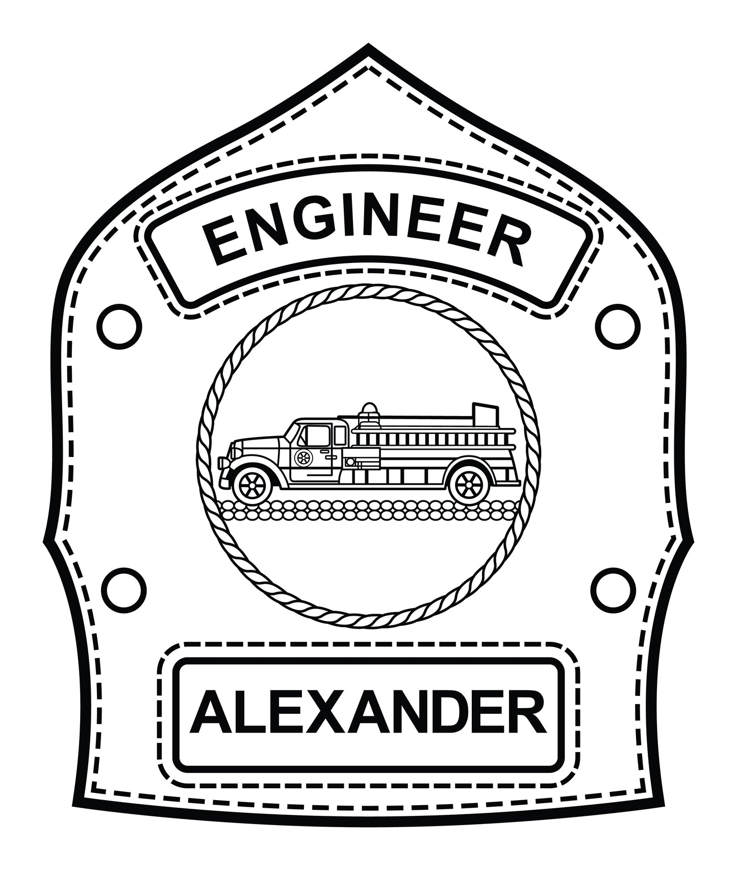 Fire Department Rank Name ID Shield LARGE - Custom